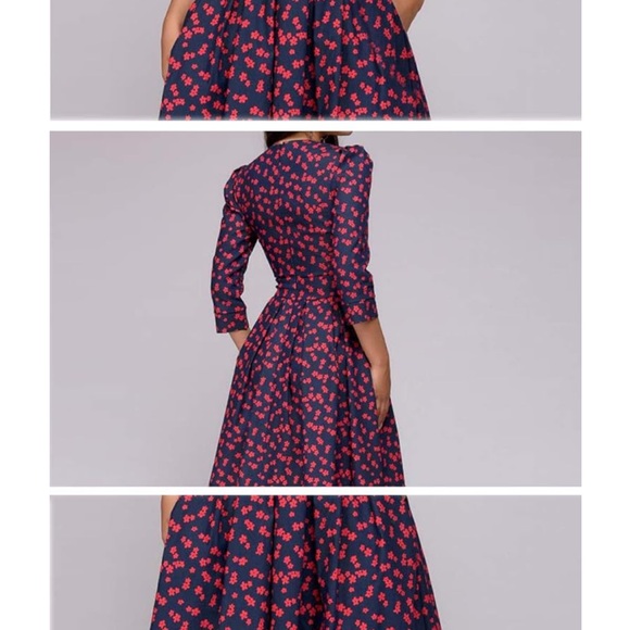 Pink and Blue vintage floral dress - size medium - Picture 4 of 4